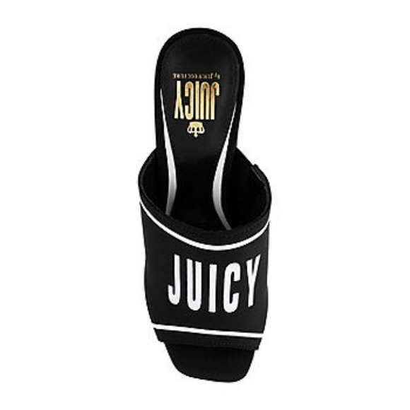 NWT Juicy Couture Girly Black Open Toe Chunky Heel in Black & White Size 11 - Picture 5 of 11